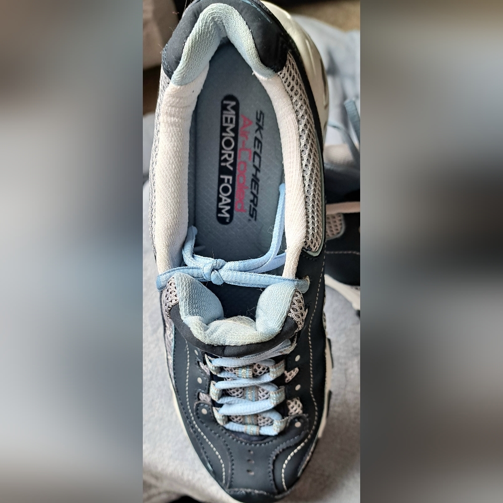 Skechers Womens D Lites 11860 Sz 10 Navy Sport Casual Soft Memory Foam Sneakers - Picture 4 of 4